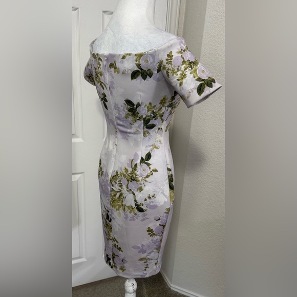 Calvin Klein Women's Off-The-Shoulder Floral Scuba Sheath Dress Size 2P - Picture 3 of 10